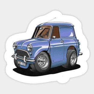 Cartoon drawings of Morris Mini 1000 Blue Sticker